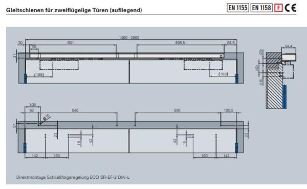 ECO Gleitschienenschließer- SET TS 62–EN 2-5 SR-EF